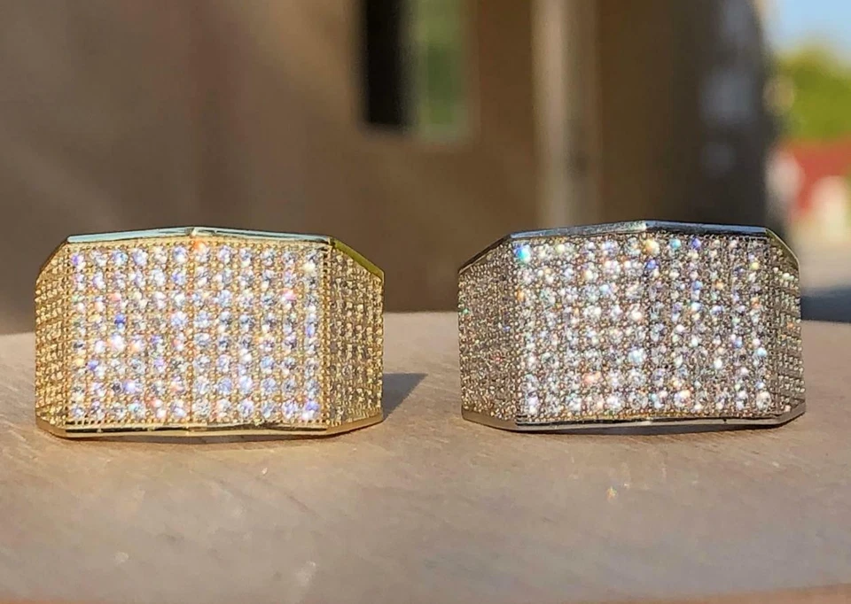 Men's Ice Out 2.5ct Created CZ AAA 14k Gold/Rhodium Finish Ring size 7-12 - Image 1 of 1