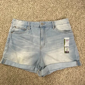 No Boundaries Jean Shorts Womens 17 Blue Denim High Rise Mom Cuffed 5-Pocket - Picture 1 of 14