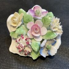 Vintage Royal Doulton Shell With Flowers China Miniature Collectable W8cmxH4cm
