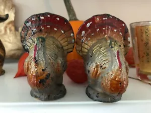 Vintage Candle Pair Gurley Buffalo NY Small Turkey Thanksgiving Decor NICE - Picture 1 of 5
