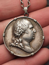 Louis XVIII médaille de Mariage argent (monté en pendentif avec collier)! 33,22g
