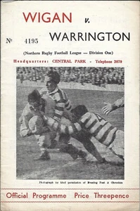 Wigan gegen Warrington 11. Januar 1964 Wigan RUGBY LEAGUE PROGRAMM - Bild 1 von 2