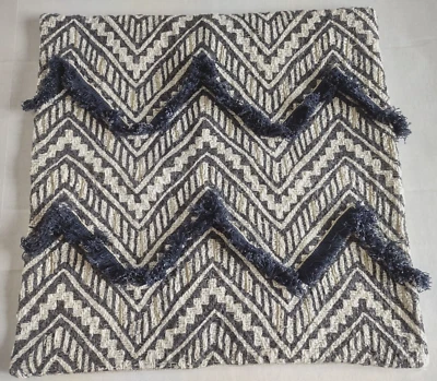 Funda de Almohada Pottery Barn 18" Cuadrada Costal Chevron Muestra de Marketing NUEVA Denim Dk Foto 1 de 4