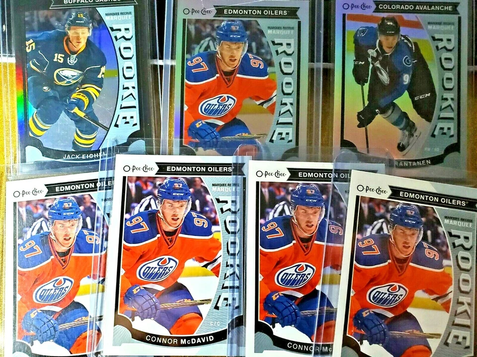 2015-16 O-Pee-Chee Hockey Marquee Rookie Rainbow Foil Black Red Connor McDavid - Image 1 of 3