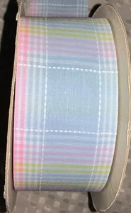Vintage A Lion Company 2” ribbon 55 feet Laddie No. 16 blue, pink, yellow, white - Picture 1 of 3