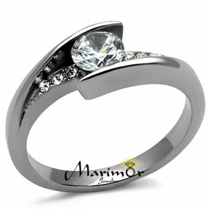 Women's .87 Ct Round Cut Cubic Zirconia, Stainless Steel Engagement Ring Sz 5-10 - Picture 1 of 5