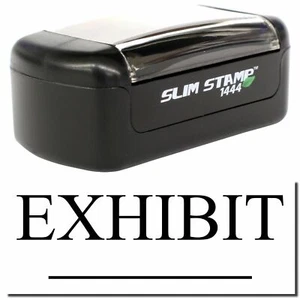 Slim Pre-Inked Exhibit Stamp Size 1/2" Tall x 1-3/4" Wide - Picture 1 of 10