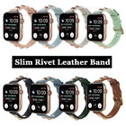 40/44/41/45mm Slim Rivet Leather Band Women Strap for Apple Watch 9 8 7 6 5 4 SE