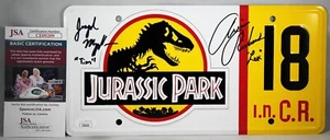JOSEPH MAZZELLO & ARIANA RICHARDS SIGNED JURASSIC PARK LICENSE PLATE +JSA COA - Picture 1 of 1