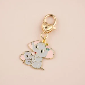 Cute Adorable Cartoon Elephant Mum Baby Heart Charm Keychain Keyring Gift - Picture 1 of 1