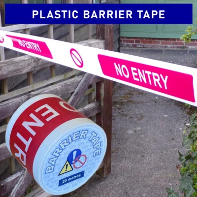 BARRIERTAPE NO ENTRY plastic cordon tape - instant, hi-viz temporary barrier tape - 20M roll