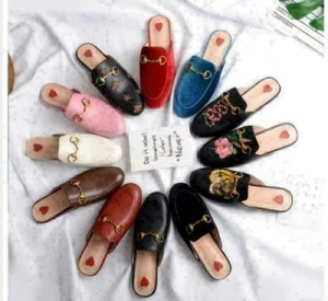 Women Leather Slippers Embrodiery Mules Princetown Horsebit  Mules Shoes 33-44  - Picture 1 of 18