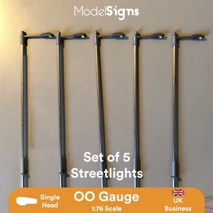 UK 5x Straight Arm LED Street lights Lamp Post OO HO for Hornby SLSRA ModelSigns - Picture 1 of 5