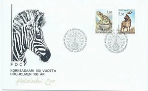 Finland 1989 First Day Cover Animal Helsinki Zoo #801-02 Cachet Cancel % - Picture 1 of 2