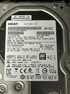 HGST HUS726060AL5210 6TB SAS 3.5" 7200RPM 12GBS HDD Option w/tray (READ Health%) - Afbeelding 1 van 12