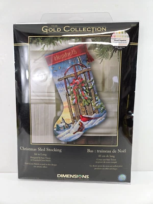 Dimensions Gold Collection Christmas Sled Stocking 8819 Cross Stitch - Image 1 of 4