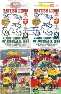 BRITISH LIONS v AUSTRALIA 1989 - SET OF 3 TEST PROGRAMMES PLUS ANZAC MATCH - Picture 1 of 1