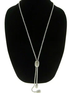 Collar 31-36" Chico's Ann estrás pavé en Y con colgante de 6,5" color plata - Imagen 1 de 5