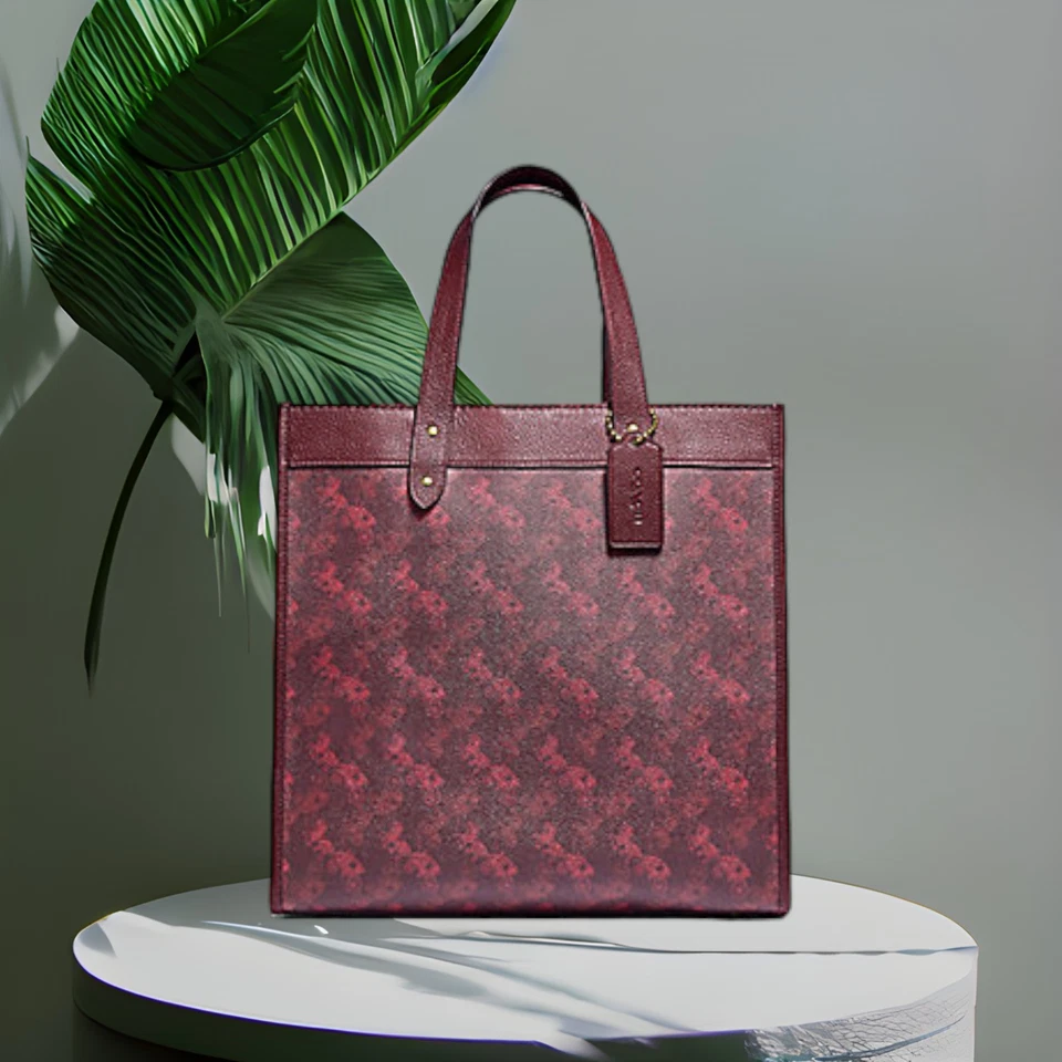 Coach Horse Carriage Field Tote 30 Oxblood Cranberry 89143