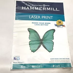 Papel de oficina de impresión láser Hammermill 98 brillo 32 lb 8-1/2 x 11 blanco 100 - Imagen 1 de 4