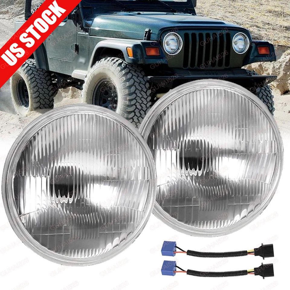 Para Jeep Wrangler JK LJ TJ CJ 7" pulgadas cabeza redonda luz haz sellado carcasa de vidrio Foto 1 de 4