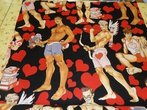 ALEXANDER HENRY Tela Buscando Amor Pin-up Hombres Corazones Vendido por Yarda - Imagen 1 de 6