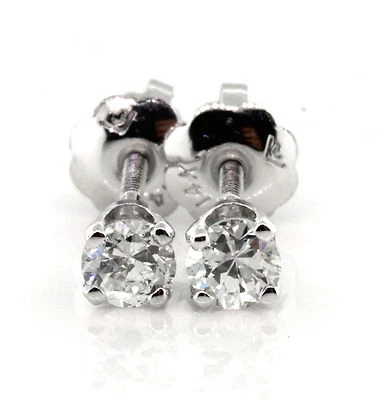 0.36 CT Natural round brilliant cut diamond stud earrings SI1/G 14K white gold  - Image 1 of 4