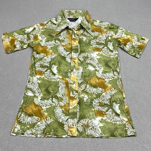Vintage JCPenney Hemd Herren Large Grün Blumen European Fit Slim Disco Retro - Bild 1 von 6