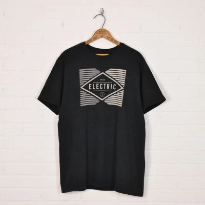 Electric Skate Surf Grunge Black Beige Logo Graphic Print S/S T-Shirt Mens L - Image 1 of 4