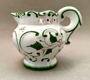 Vintage Hand Painted Ceramic 5.5” Floral Design Pitcher / Portugal - Picture 1 of 9