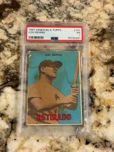 1967 Venezuela Topps #141 Lou Gehrig PSA 1 Freshly Graded Rare Low Pop Blue-Chip - Picture 1 of 2