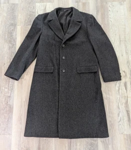 Stratojac Men's Large Size 44L Charcoal Gray Wool Overcoat Trench Coat - Picture 1 of 22