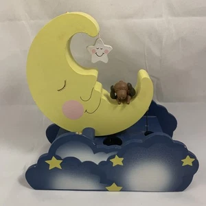 Caja de música de madera cuerda mecedora luna creciente perro dormido iluminar cambio de color - Imagen 1 de 8