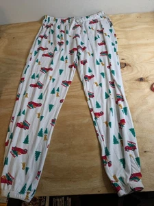 Pantalones de pijama Joyspun para mujer talla mediana árbol de Navidad perro rojo camión ropa de dormir - Imagen 1 de 8