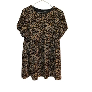 Vestido para mujer Very J talla L negro marrón estampado animal manga corta informal - Imagen 1 de 8