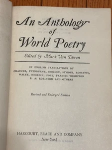 Anthology of World Poetry - Columbia University Library withdrawn hardcover 1936 - Picture 1 of 13
