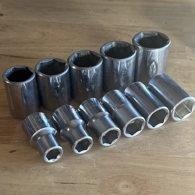 Husky SAE Shallow Socket Set 1/2" Drive 6 Point 11pc 3/8" to 1" Vtg USA - Image 1 of 4