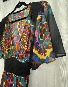 ZARA Basic Women's Black / multi-colour Sheer Top Size L floaty - Picture 1 of 13