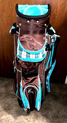 Carro de golf TOUR EDGE MODA 10 vías azul a cuadros y marrón, bolsa de transporte con capucha con cremallera Foto 1 de 4