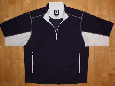 FJ FootJoy Mens Navy w White TOUR COLLECTION 1/2 Zip DRYJOYS Windshirt Pullover - Image 1 of 4