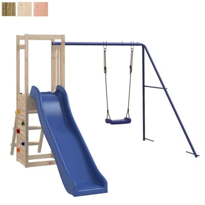 Spielturm Klettergerüst mit Rutsche Schaukel Kletterwand Kinder Kletterturm Neu - Bild 1 von 4