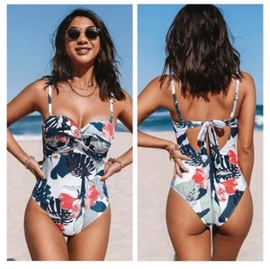 Cupshe Jewel Tropical Twist Einteiler gepolstert Bauch Kontrolle Badeanzug Small Neu mit Etikett - Bild 1 von 4