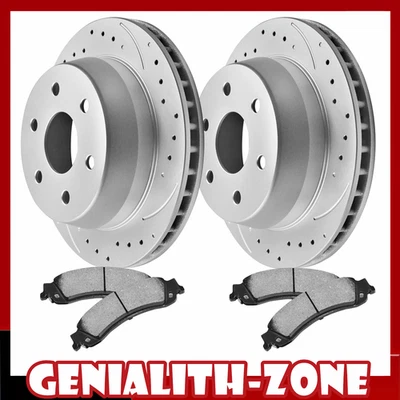 REAR Rotors Brake Pads for Chevy Tahoe Silverado Suburban GMC Sierra Yukon 1500 - Image 1 of 4