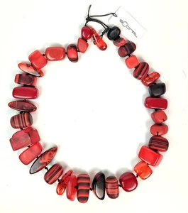 Collar de cuentas Sobral Aventuras Indiana rojo mezcla hecho por artista - Imagen 1 de 5