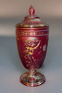 FENTON Rosenthal 2007 Carnival Glass Red Ruby 10” Dancing Ladies Urn-Signed—EUC - Picture 1 of 17