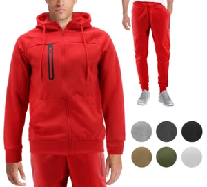 Men's Athletic Gym Sport Casual Running Jogging Sweat Hooded Tracksuit Set - Picture 1 of 29