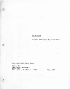 PLATOON movie script screenplay reproduction - Picture 1 of 1