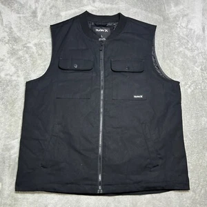 Hurley Quilted Lined Vest Thermal Wall Black Canvas Size Large Chip Worker - Picture 1 of 7