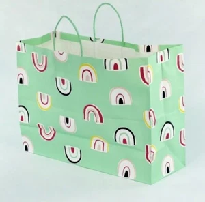 [Lot of 12] Spritz Gift Bags Green Rainbows Pink White Black & Yellow 16"x12"x6" - Picture 1 of 4
