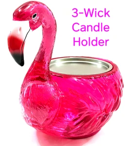 Bath & Body Works PINK FLAMINGO 3-Wick Glitter Swirl Water Globe Candle Holder - Picture 1 of 2